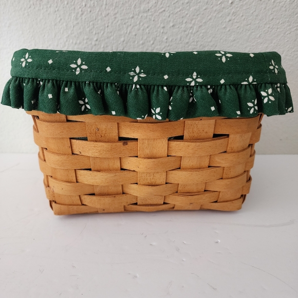 Longaberger 1997 Angled Basket With Green Floral Liner Card Keeper Basket - Picture 6 of 12